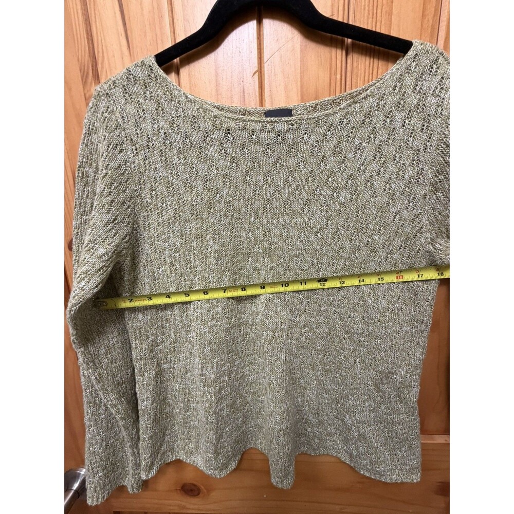 Eileen Fisher Lightweight Linen Sweater Size Small Green Minimalist Elevated - Picture 5 of 10